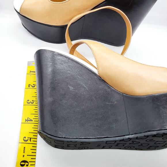 Marc by Marc Jacobs Tan Beige Leather Ankle Strap Wedge Sandals Women's Size 8 - Picture 11 of 11